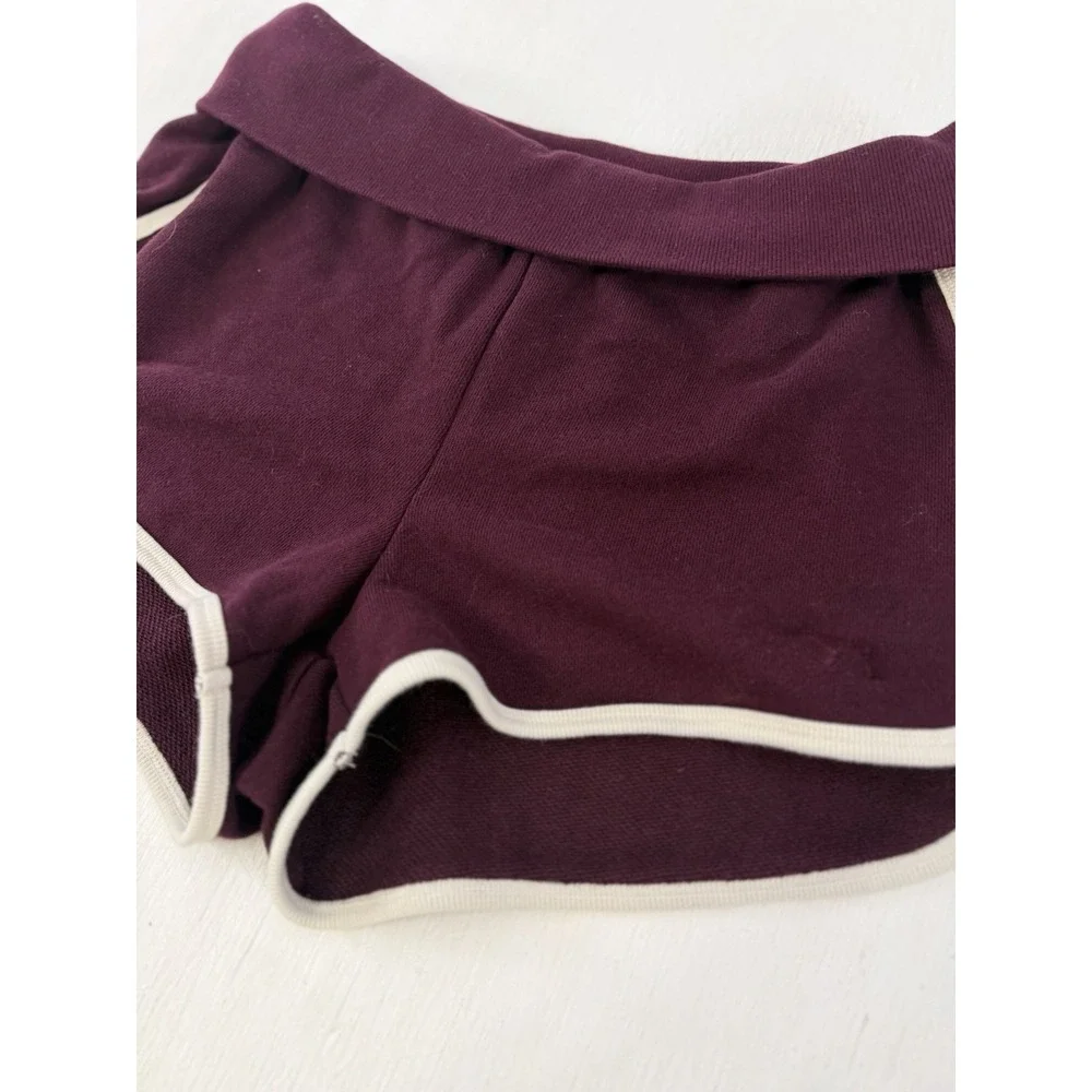 VICTORIA'S SECRET PINK Campus Terry Foldover Shorts Wild Rose White Logo M Y2K